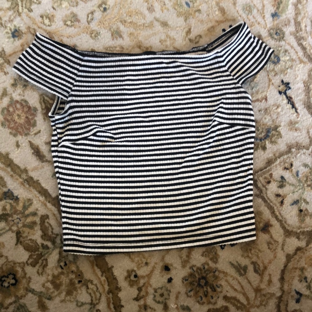 Black and white striped crop top